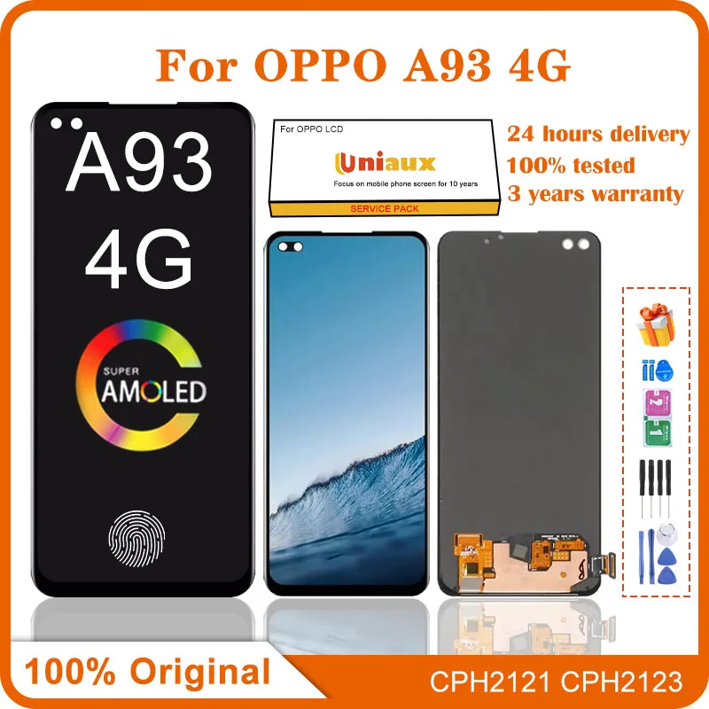 

6.43" Original For Oppo A93 4G 2020 LCD Display Replacement with Fingerprint+Touch Screen Digitizer For Oppo A93 CPH2121 Display