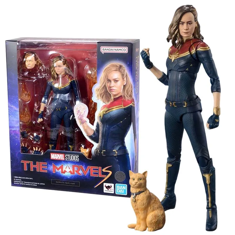 Bandai Figure Captain Marvel  Anime Figures SHF The Marvels Carol Danvers Collection Model Action Figure Toys For Boys Gifts