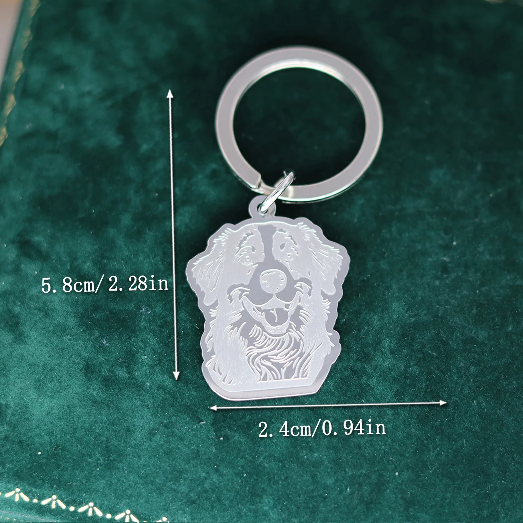 QIMING Bernese Mountain Stainless Steel Keychain For Women Cartoon Jewelry Charm Keychains Gift