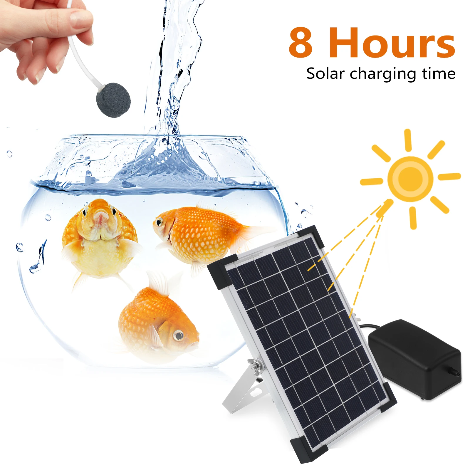 

Solar Oxygen Pump 10V5W Fish Tank Aerator Aquarium Pump Pond Aerators Outdoor Solar Powered Efficient Work Multiple Modes One