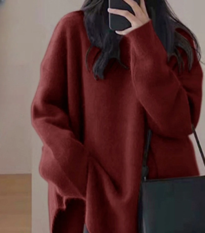 Waschbär Wolle Gestrickte Pullover Winter Mutterschaft Lose Oberbekleidung Plus Größe Schwangere Frauen Stricken Pullover Mode Jacken Rot