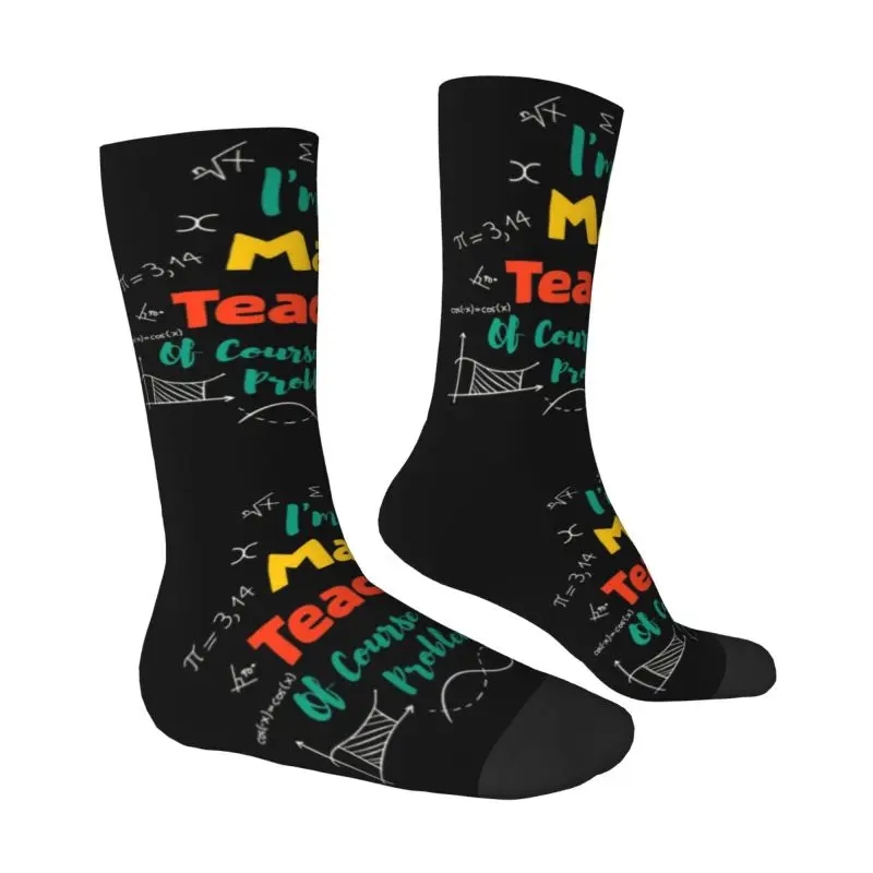 Chaussettes provoqué Mathematiging Crew pour hommes et femmes, chaussettes chaudes, chaussettes fantaisie, I'm A Math Teacher, Bien sûr, j'ai Ferrand, drôles