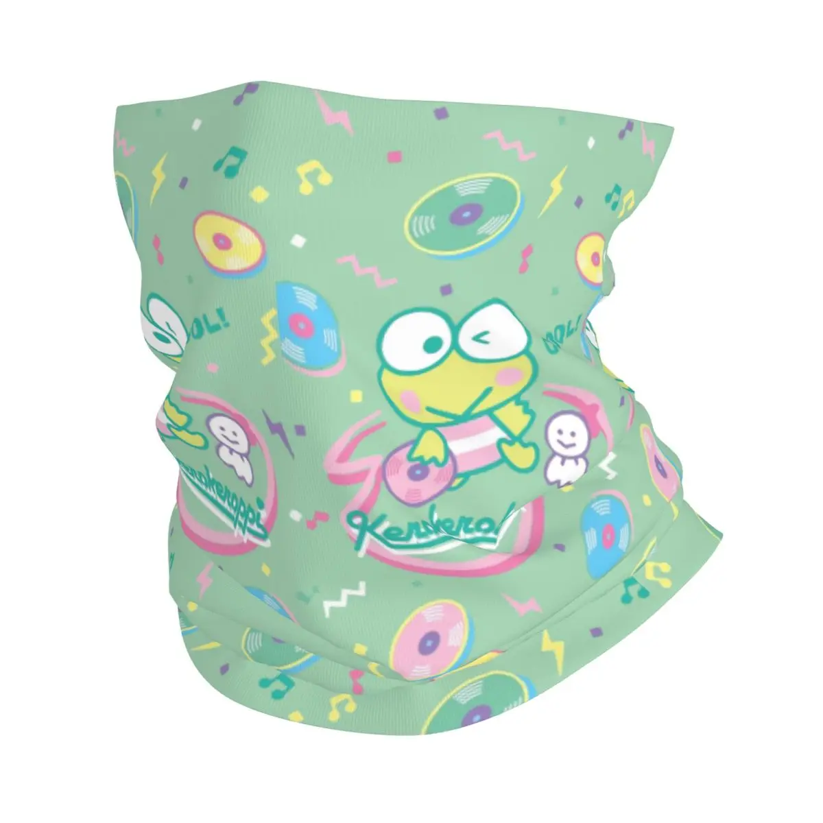 Custom Kerokero Keroppi Cartoon Bandana Neck Warmer Women Men Winter Hiking Ski Scarf Gaiter Fashion Cute Face Cover