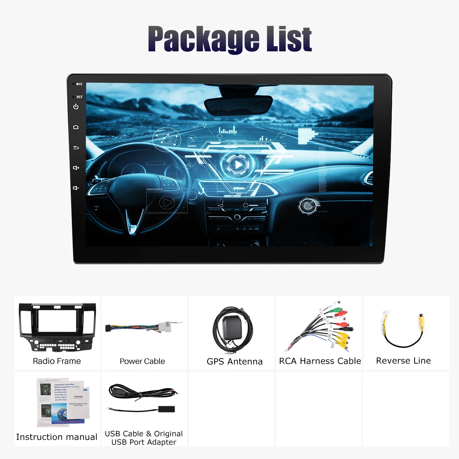 10 "أندرويد 15 سيارة نظام تحديد المواقع راديو ستيريو بالسيارة ل 2008-2017 ميتسوبيشي لانسر أبل Carplay 4 + 64G IPS شاشة تعمل باللمس واي فاي لتحديد المواقع BT + DVR & CAM