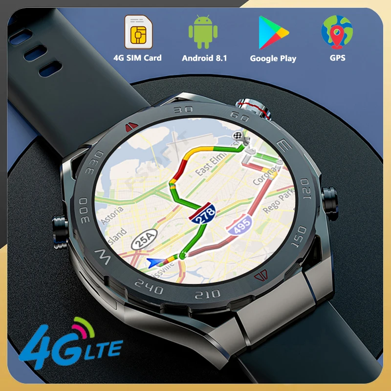 4G LTE Android Ultimate Smartwatch Support GPS Wifi NFC Call Google Play APP Download Smart Watch With SIM Card 5MP Camera