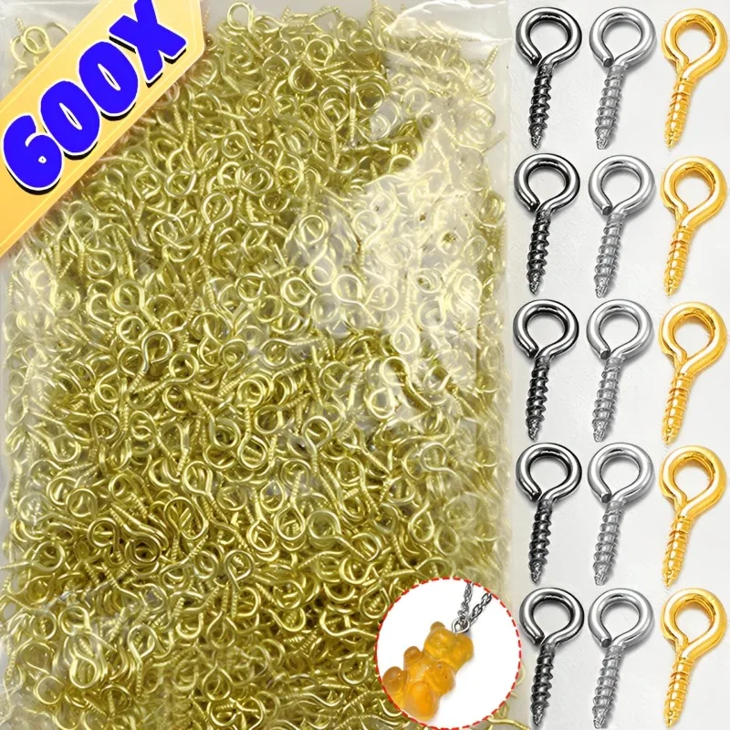 

300/600pcs Tiny Mini Eye Pins Eyepins Hooks Eyelets Screw Threaded Stainless Steel Clasps Hook Jewelry Findings For Making DIY