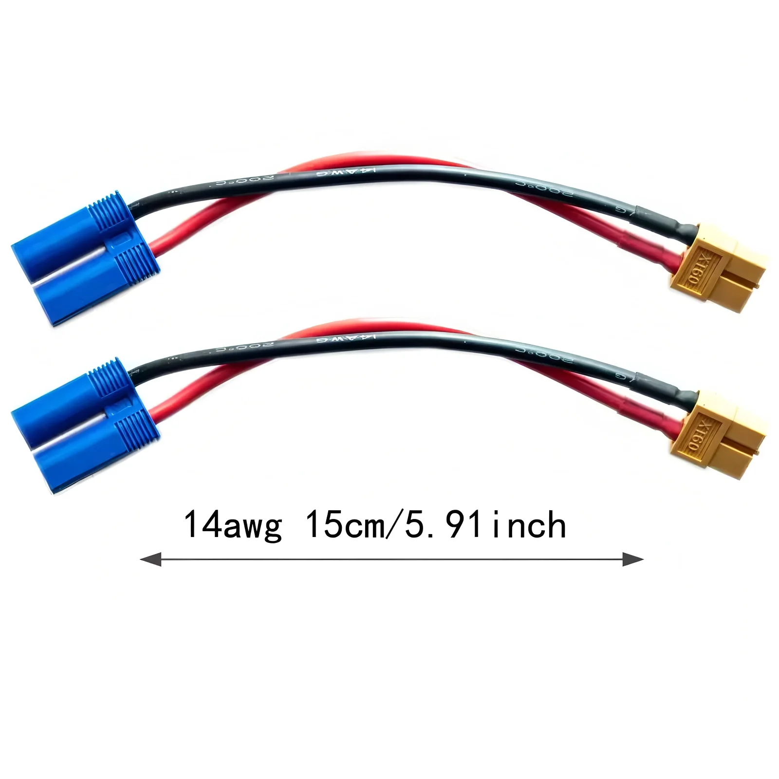 3Pcs XT60 Female Plug to EC5 Male Connector Adapter Charge Cable Lead Wire 14awg 15cm/30cm for ISDT Style Chargers