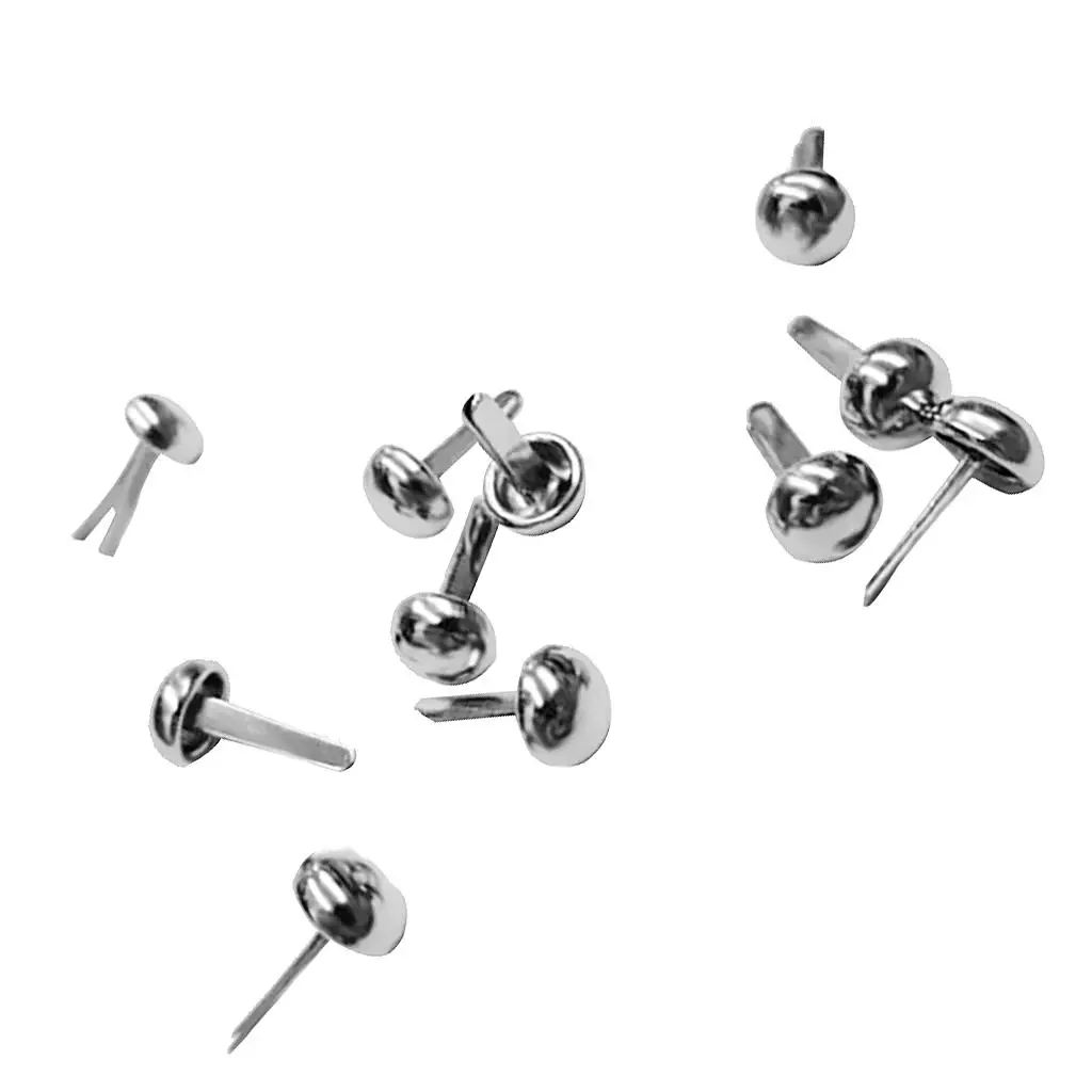 100pcs Punk Rivet Metal Studs s Spike Round Screw Craft DIY Decor Silver