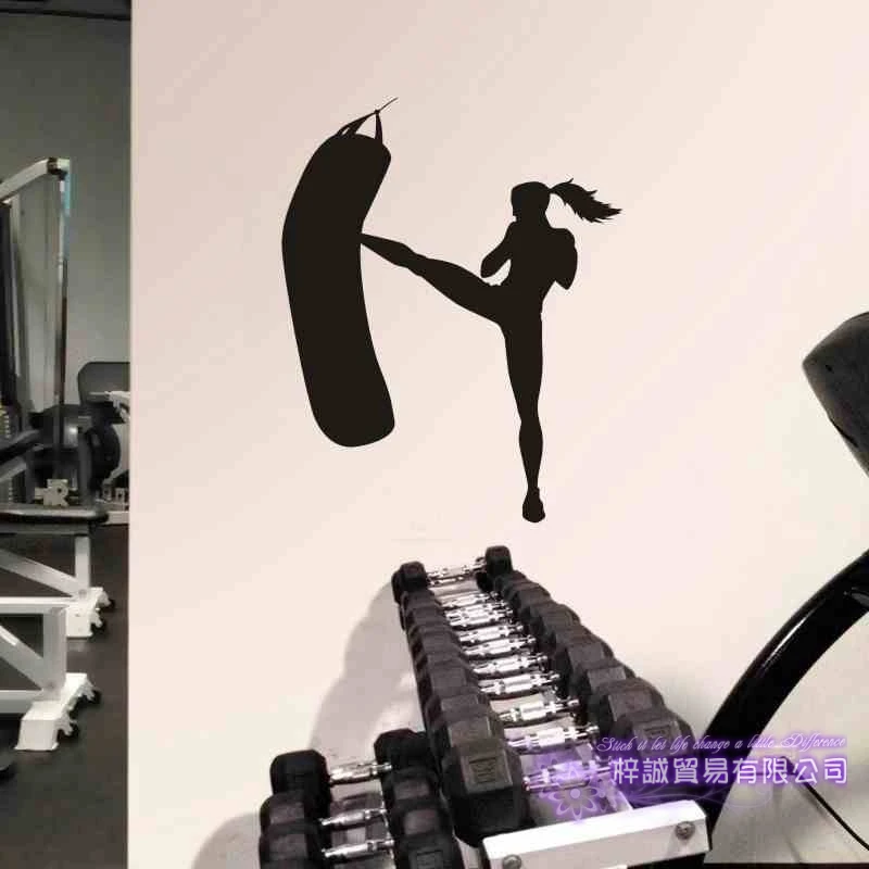 Woman Boxing Wall Sticker Kick Boxer Play Glove Free Combat Vinyl Striker Home Decoration Wall Decor Pugilism Car Decal