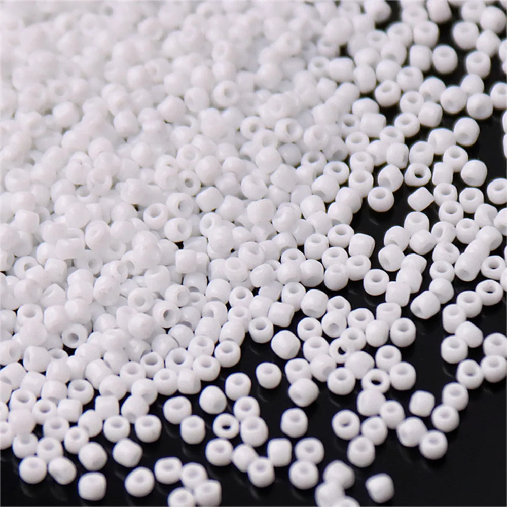 Weiße Serie tschechische Glas-Rocailles, verschiedene Größen, 1,5 mm, 2 mm, 3 mm, 4 mm, runde Distanzperlen für DIY-Schmuckherstellung, Bekleidungszubehör – Detail 9