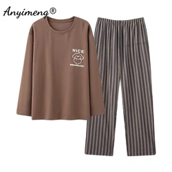 Novo outono inverno pijamas de algodão para homens mangas compridas calças compridas pijama macio plus size L-3XL pijamas moda homem pijamas