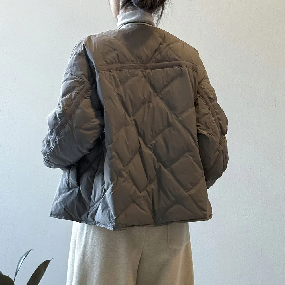 2025 Women Winter Coat Long Sleeve 90 White Duck Down Coat O-Neck Warm Jacket Women Tops Light Down Jacket Coat Casaco Feminino