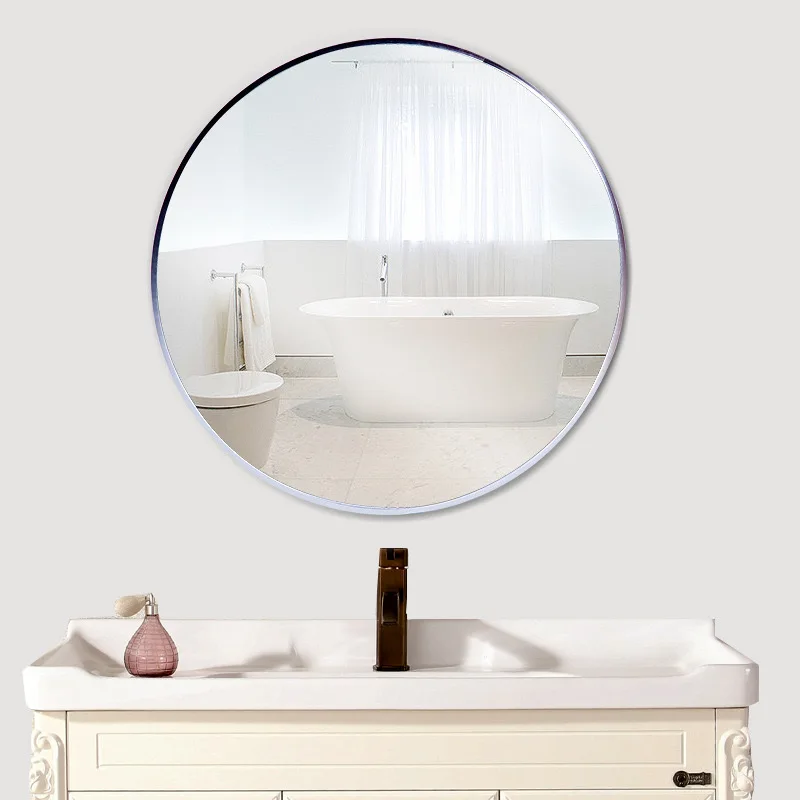 1Pcs Modern Minimalist Circular Metal Framed Bathroom Mirror Female Bedroom Makeup Mirror Espejos De Baño Wall Decoration