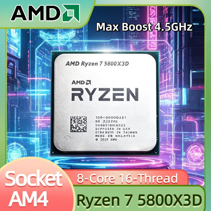 

Original AMD Ryzen 7 5800X3D 8 Core 16 Thread 3.4GHz Base 4.5GHz Boost 7nm AM4 96MB L3 Cache 105W Desktop CPU Tray