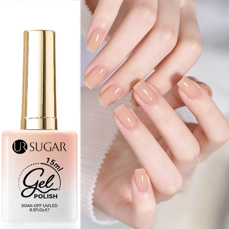 UR SUGAR 15ml Nagel-Gel-Lack Jelly Light Nude Semi-Permanent Nail Art Maniküre Abziehbarer LED UV Gel Nagellack Nagelbedarf