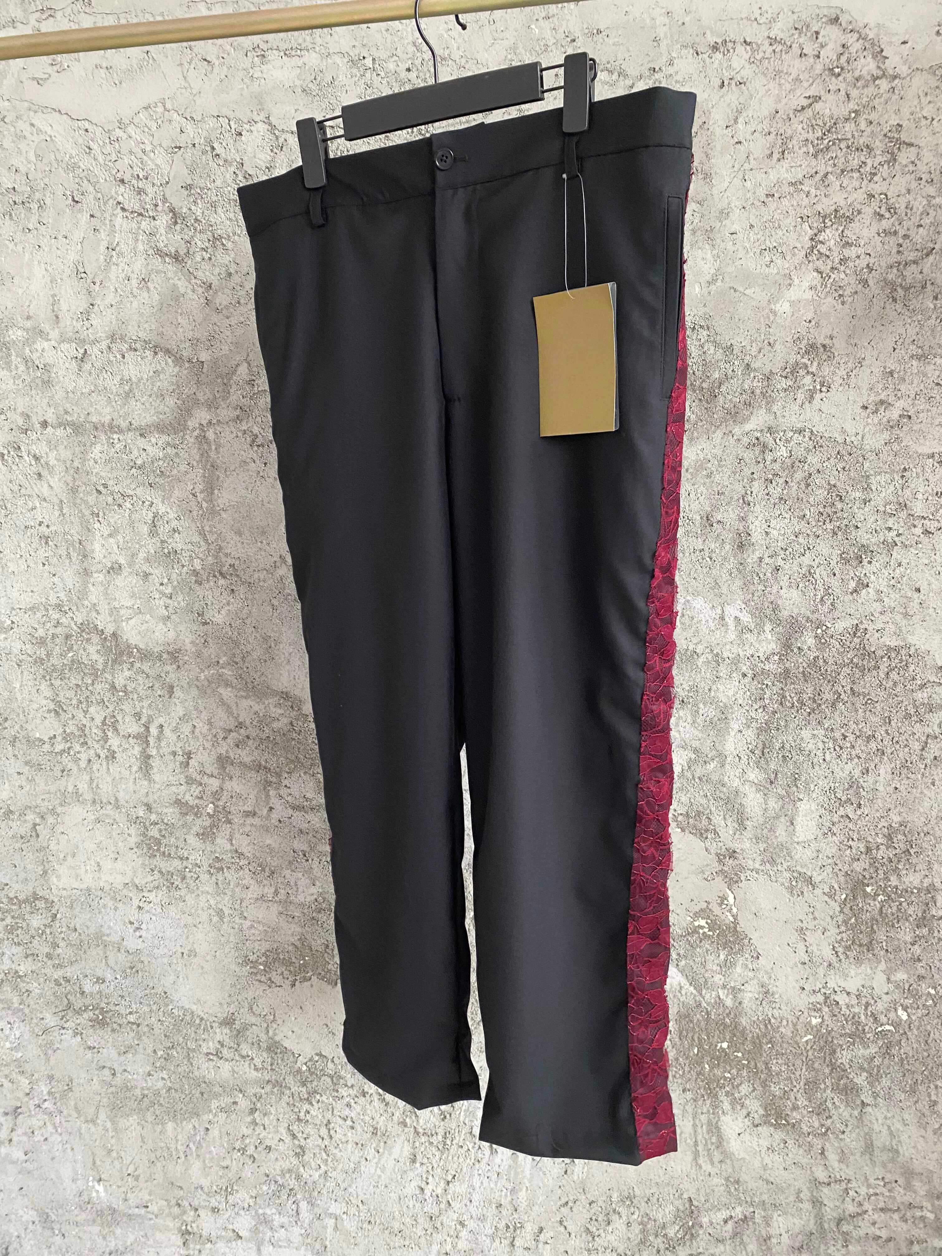 

TOP-YAMAMOTO vertical striped casual pants with pleated design, loose straight-leg pants, stylish long wool pants