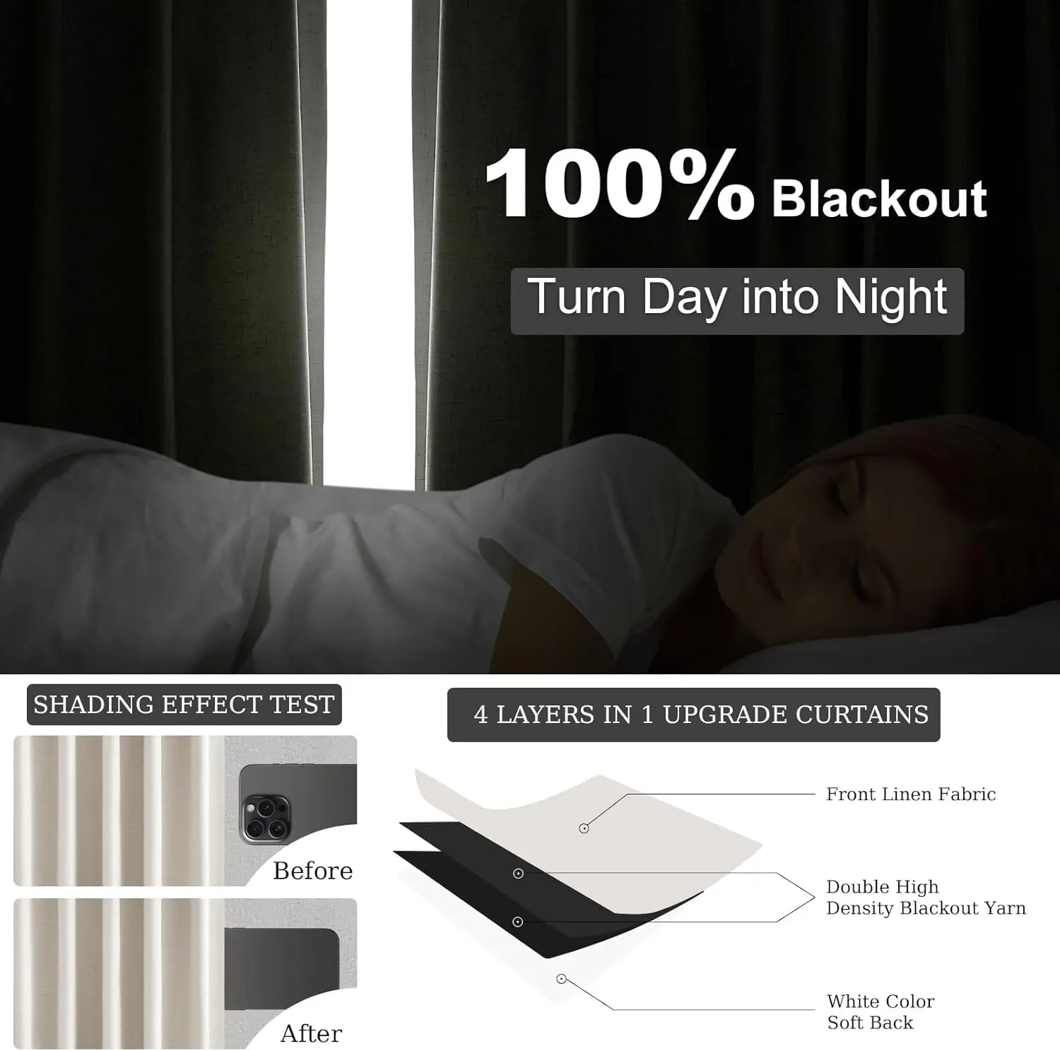 Topfinel 90 pollici di lunghezza tende di lino oscuranti complete per camera da letto, tende oscuranti a pieghe a pizzico, fattoria virale moderna foderata