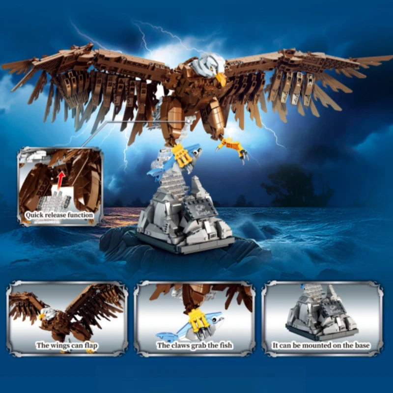 

Creative 7079 Eagle Model Building Blocks Puzzle 7032 Fire Phoenix Assembled Animal Ornament MOC Small Bricks Toys Kids Gifts