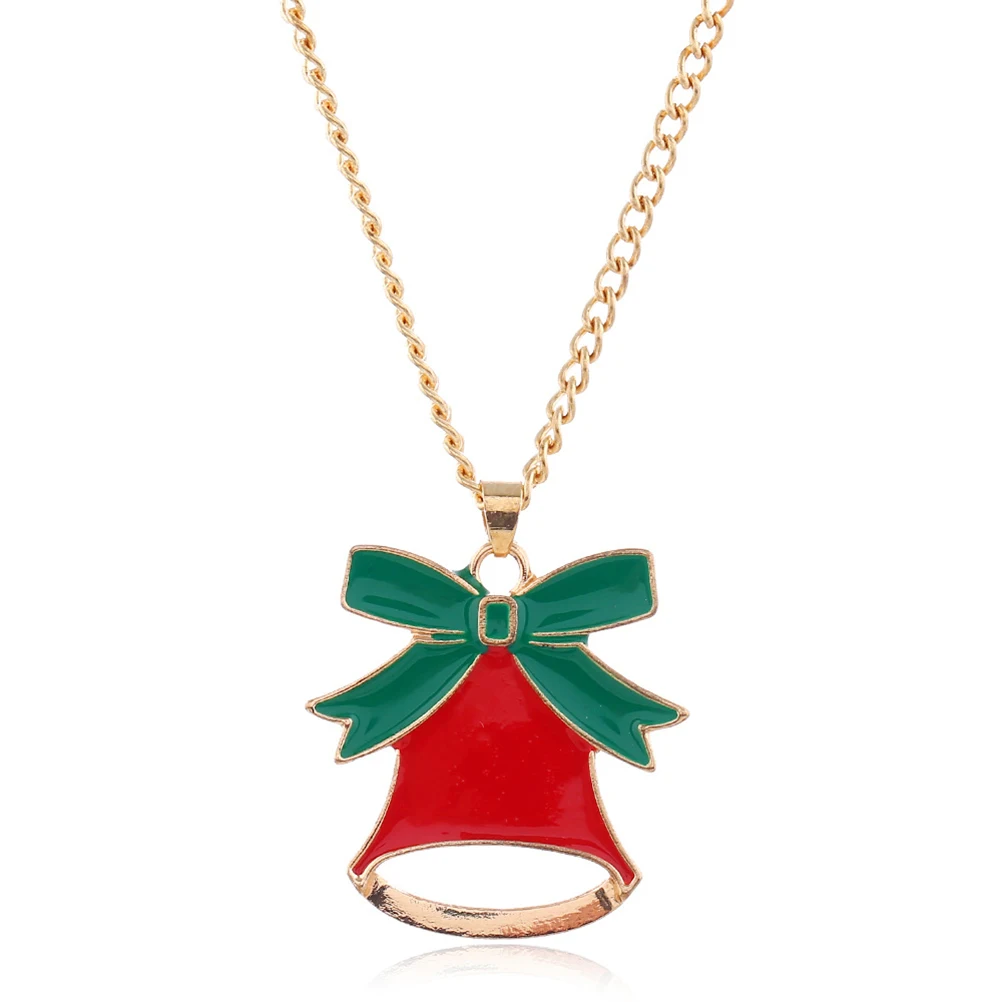 

Complete Christmas Jewelry Set Necklace Earrings Bracelet Ring Oil Drip Bells for Women Holiday Decoration Jewelry Set for Women