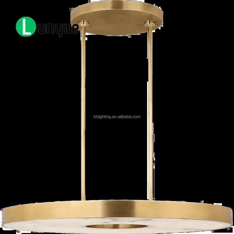Modern Vintage Luxury Round Marble Chandelier LED Alabaster Pendant Light for Villa Restaurant Kitchen Island Elegant Decor