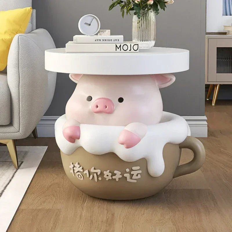 Coffee Table Cream Cute Pig Floor Decoration Living Room Sofa Edge Several Accessories Bedside Table Gifts Home Furniture