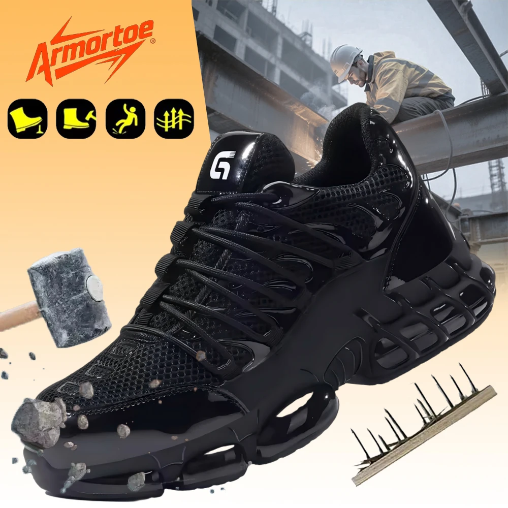 

ArmorToe Steel Head Four Seasons Section Safety Shoes Wear-resistant Anti-stabbing Wear Anti-smash Work Shoes #Armor2580