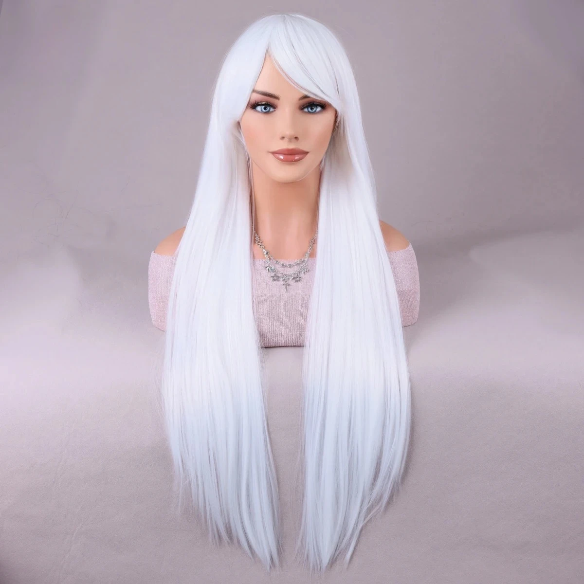 باروكة اصطناعية بنية داكنة للنساء ، باروكة طويلة مستقيمة ، مقاومة للحرارة