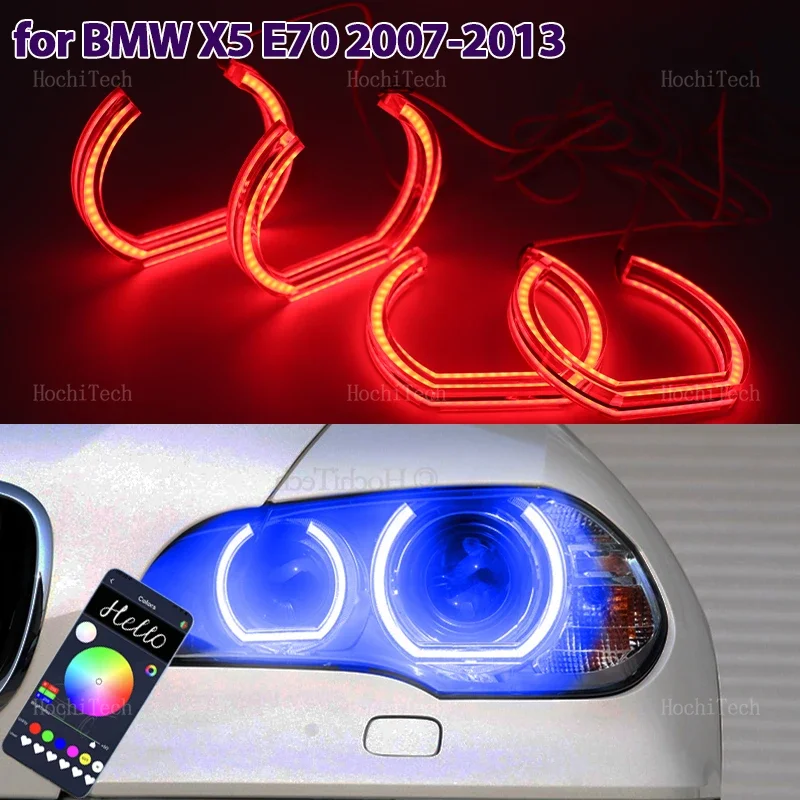 

APP Remote control RGB Ring Angel Eyes LED Light Rings kits headlight upgrade for BMW X5 E70 2007 2008 2009 2010 2011 2012 2013