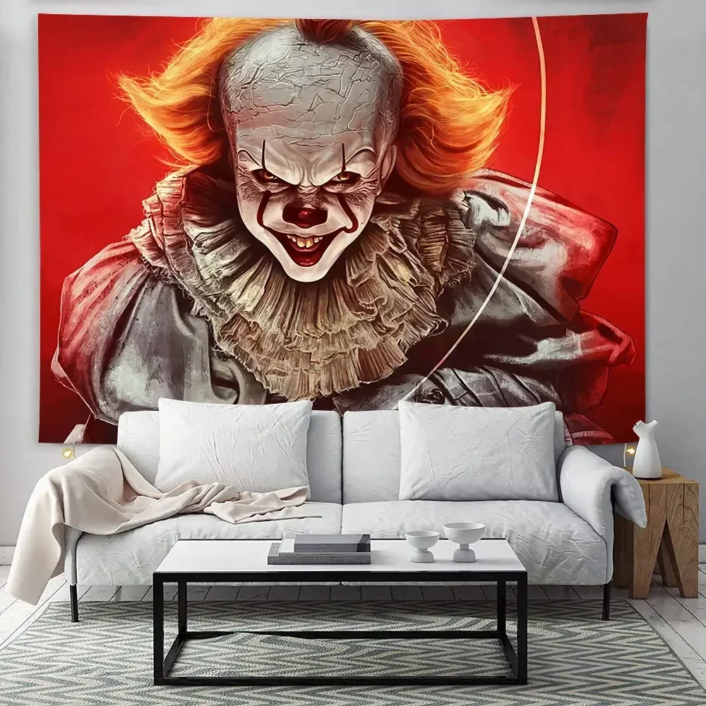 Horror Movie The Clown Returns Wall Hanging Tapestry Horrible Child's Play Chucky Butcher Nun Halloween Tapestry Bedroom Decor