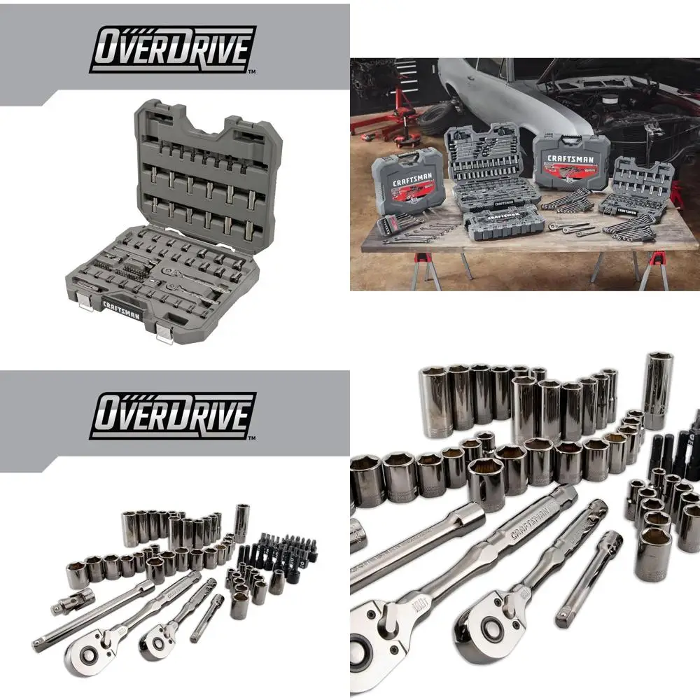 

OVERDRIVE 80-Piece Gunmetal Chrome Mechanics Tool Set, Standard SAE/Metric Socket Set, with Hard Case (CMMT99080L)