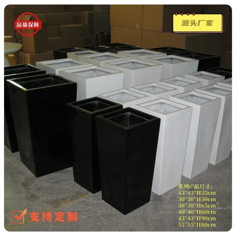 FRP Square Flower Pot for Mall Hotel Indoor Outdoor Use Decorative Planter Vase