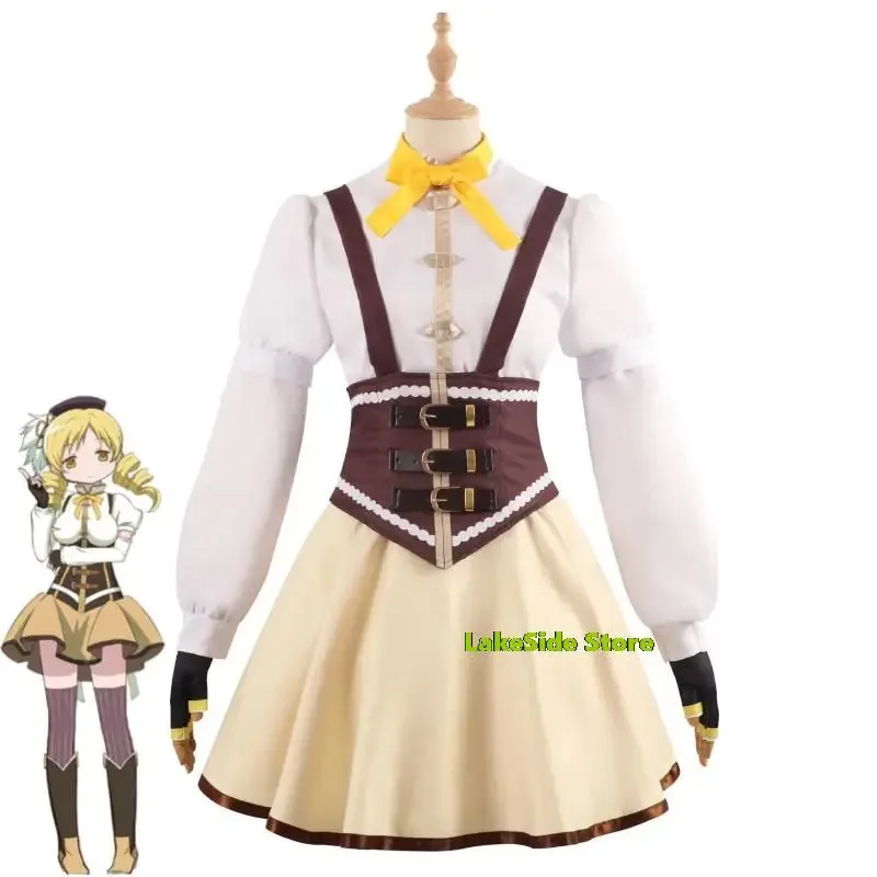 25COSAnime Puella Magi Madoka Magica Girl Tomoe Mami Candeloro Kostum Cosplay Topi Wig Seragam Penyihir Pesta Karnaval Halloween