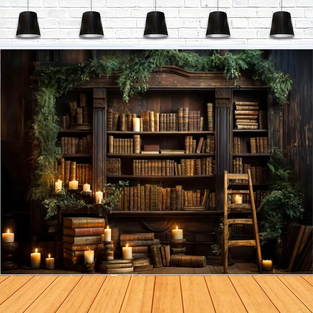 

Фон для фотосъемки, интерьерная книжная полка, древние книги, фото для ретро, деревянный учебный фон, баннер