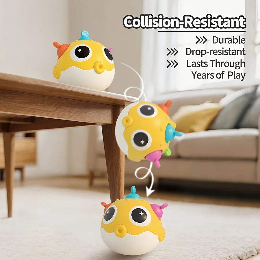 Pufferfish Bell Baby Shaker - ของเล่นเขย่ามือแบบใช้มือสำหรับพัฒนาทักษะการเคลื่อนไหวและการพัฒนาการได้ยิน ของขวัญที่เหมาะสำหรับเด็กทารก