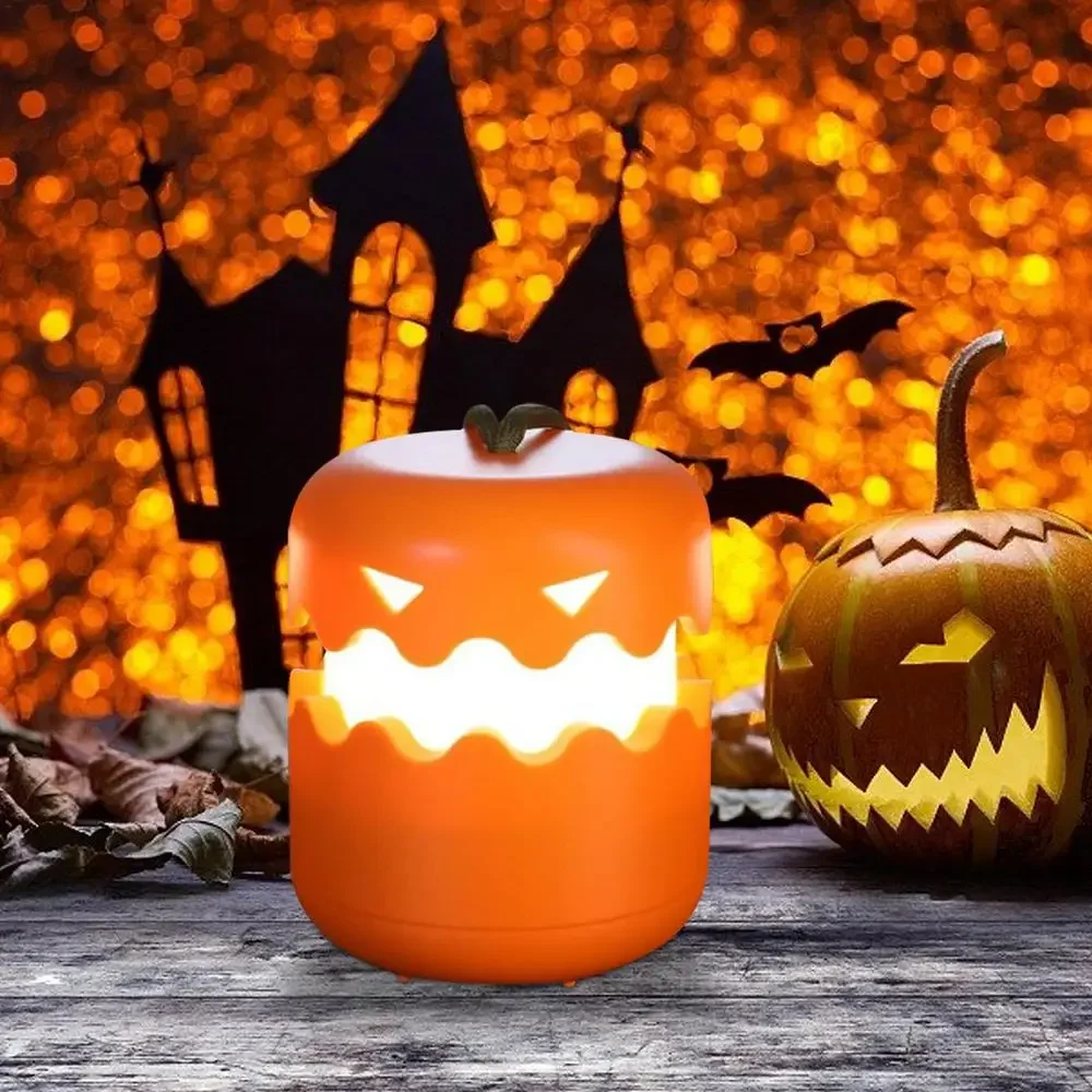 Halloween Night Light Foldable Pumpkin Lantern with Hanging Rope Halloween Party Decoration Atmosphere LED Night Light