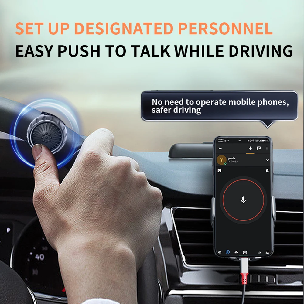 Wireless Bluetooth PTT Walkie Talkie Control Button for ZELLO Microphone Speaker for iOS Android Phone Car Motorcycle Voice Call