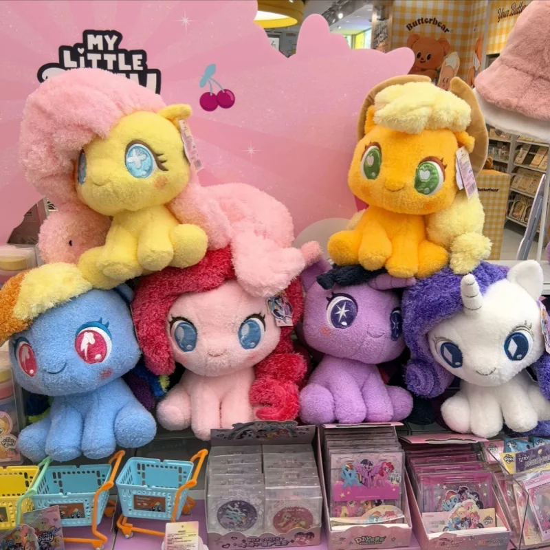 Miniso 35cm My Little Pony Plush Soft Sitting Doll Authentic Fluttershy Applejack Twilight Shining Pinkie Pie Pillow Anime Figur