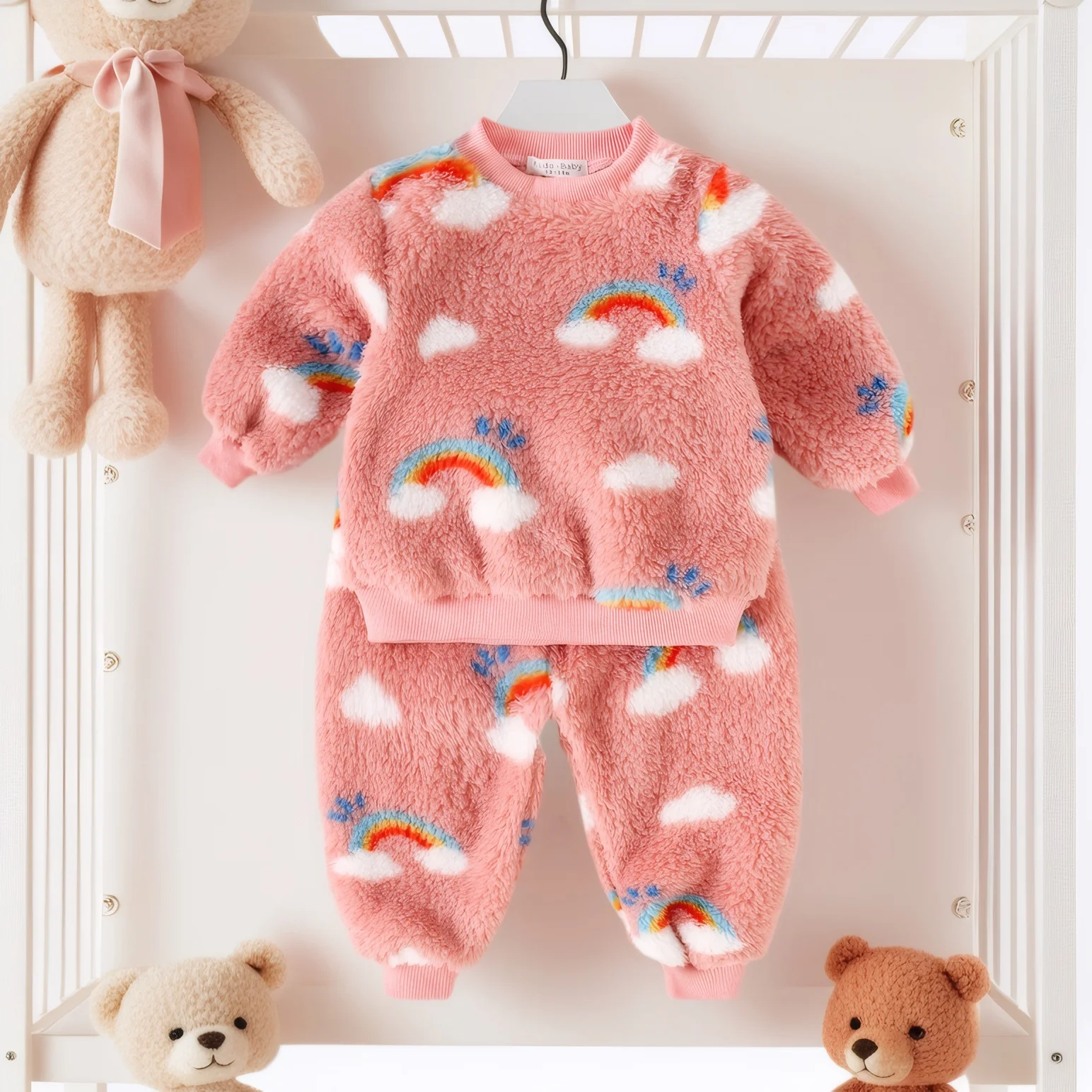 Süße Winter-Baby-Kleidungssets für Mädchen, warme Langarm-Tops + Hosen, 2-teilig