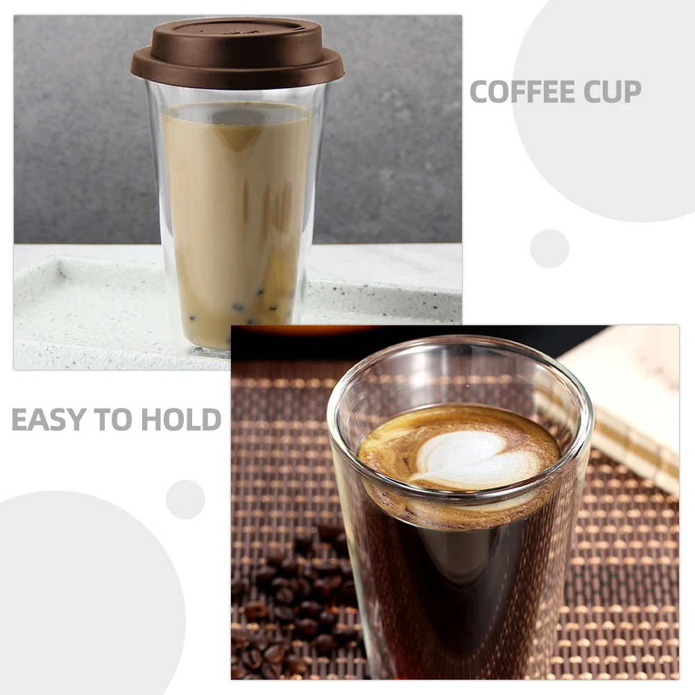 

Double Wall Glass Coffee Mug 350Ml Insulated Transparent Design Ergonomic Handle Stackable Reusable Cup for Tea Milk Juice