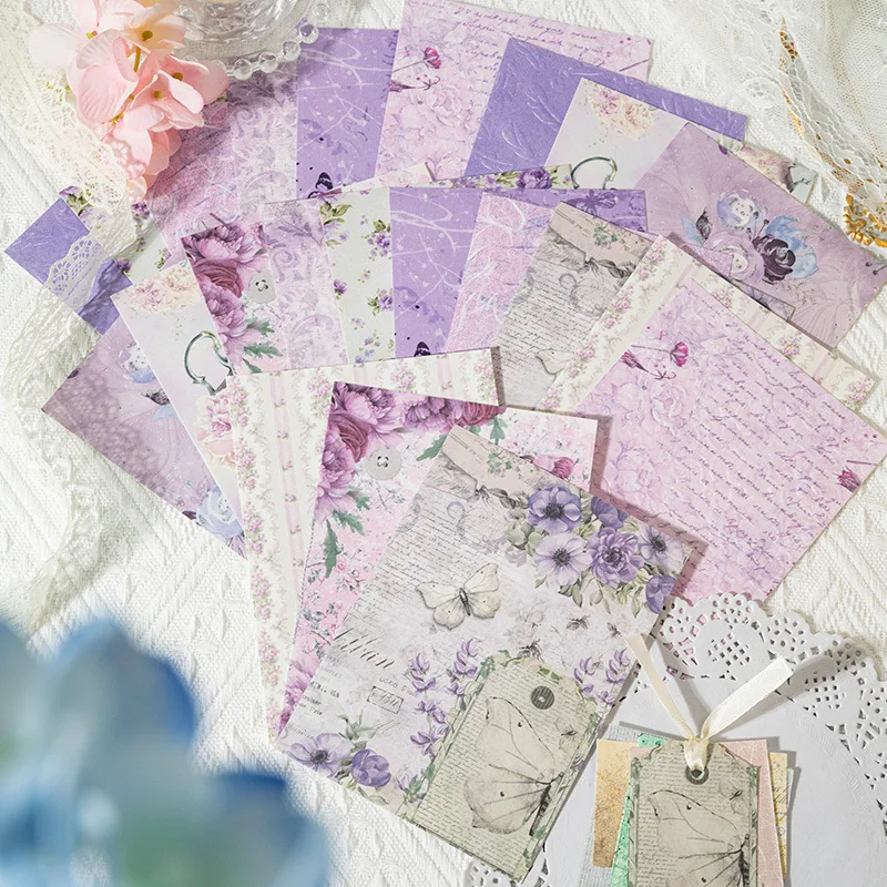 22 buah/lot Bahan Memo Pad Kertas Waktu berbunga seperti mimpi untuk Junk Journal Scrapbooking Dekorasi Latar Belakang Retro