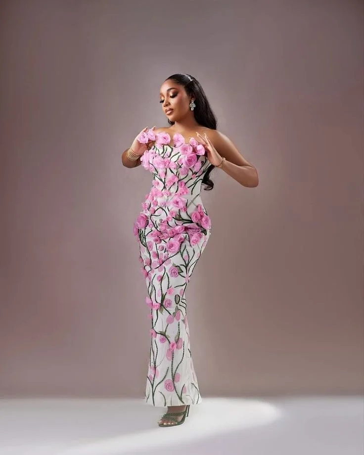 Aso Abi Mermaid 3D Flower Ball Dress African Women Sexy Off Shoulder Formal Occasion Birthday Party Evening Dress Customized