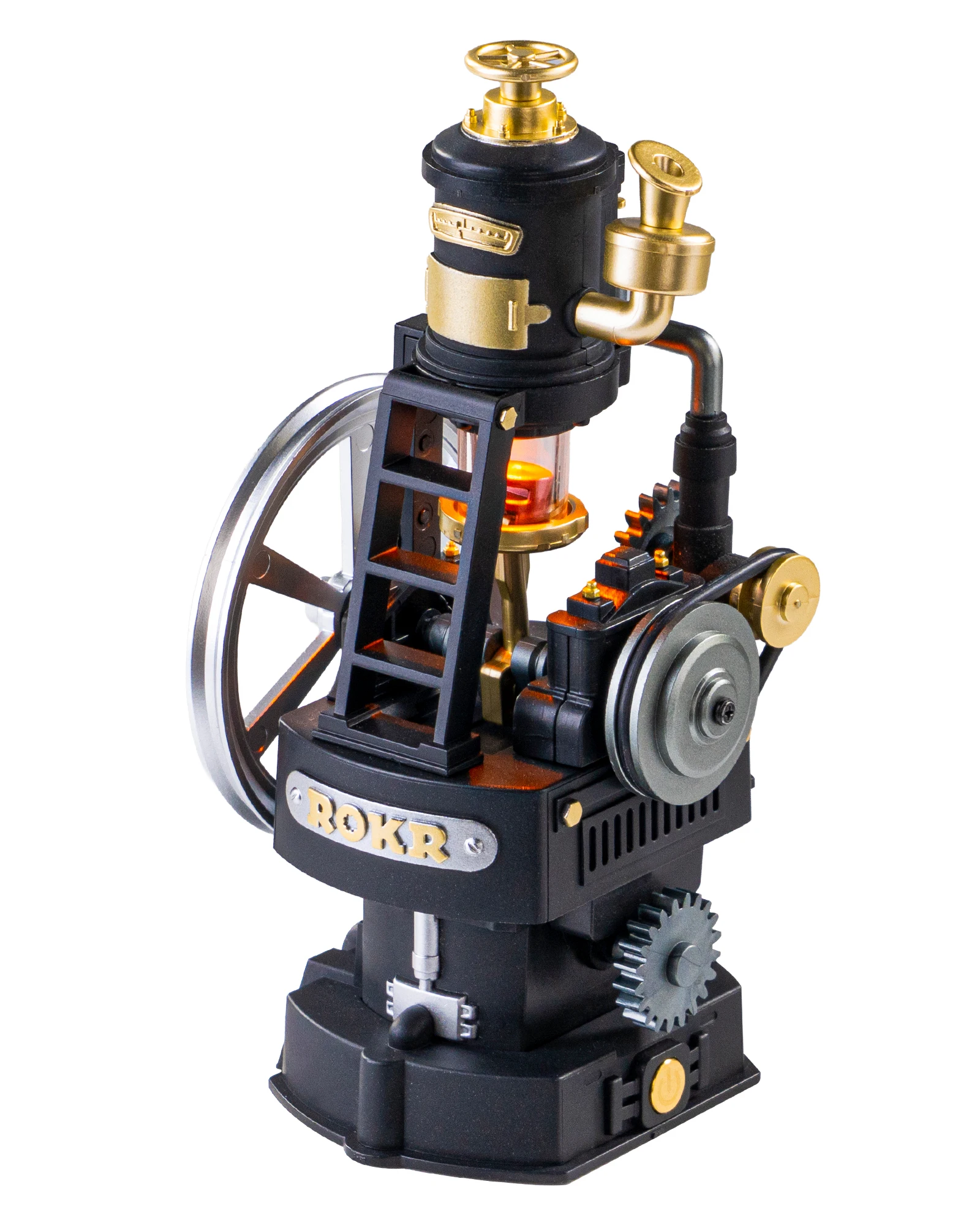

ROKR Steam Engine Model Kit CGM03 – 3D Mechanical Puzzle with Lights & Motion, PVC Engineering Building Set for Adults & STEM Enthusiasts