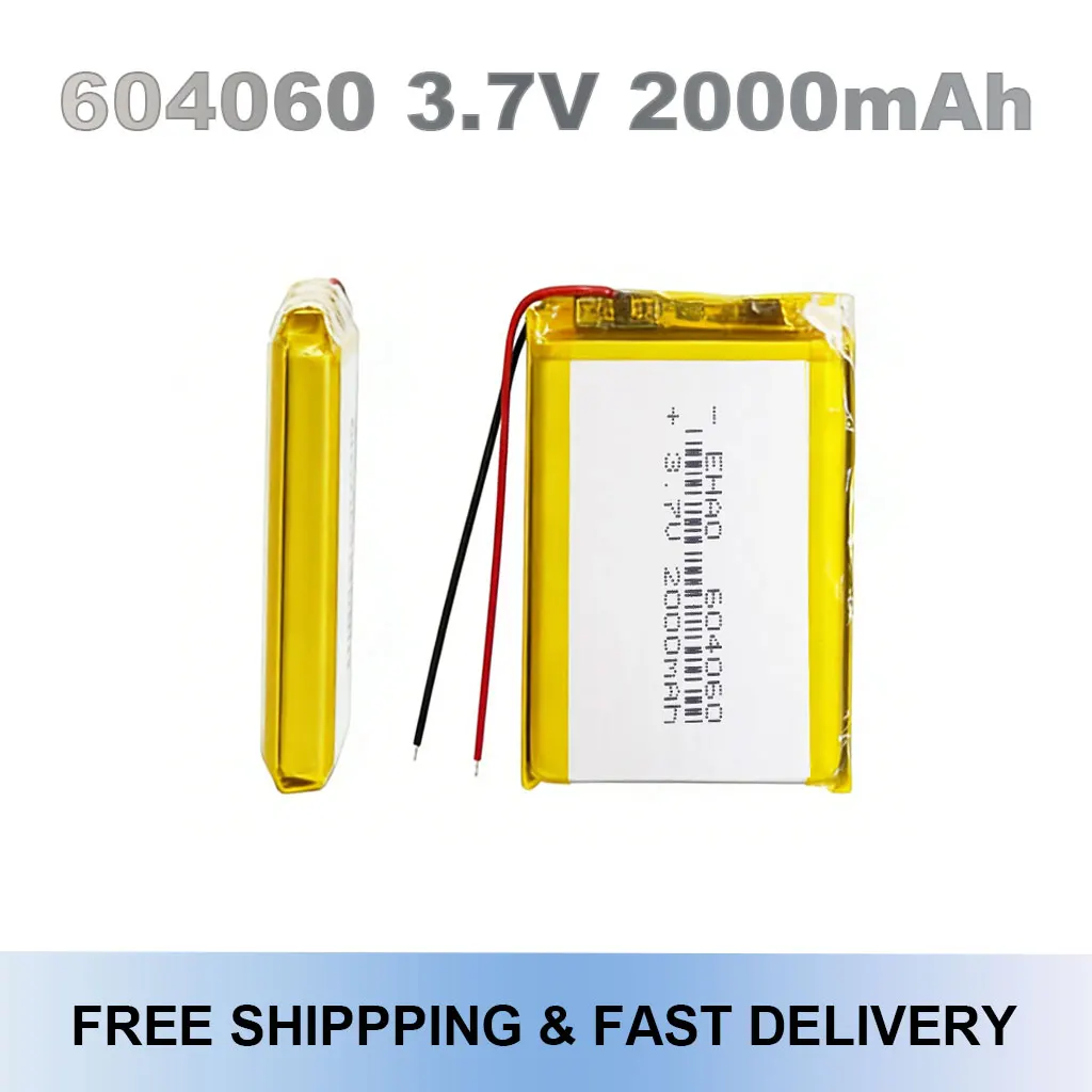 

3.7V 2000mAh 604060 Lithium Polymer Lipo Battery Replace For GPS DVD Bluetooth Microphone Audio Computer Equipment
