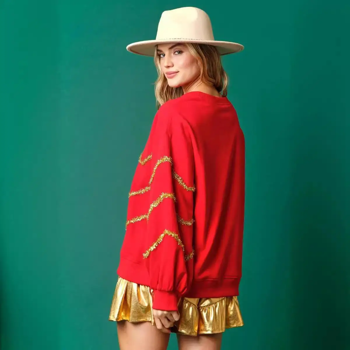 Cisas شجرة الترتر طويلة Sve البلوز عارضة فضفاض المرأة أعلى الخريف الشتاء جديد Sle عبر الحدود الملابس النسائية