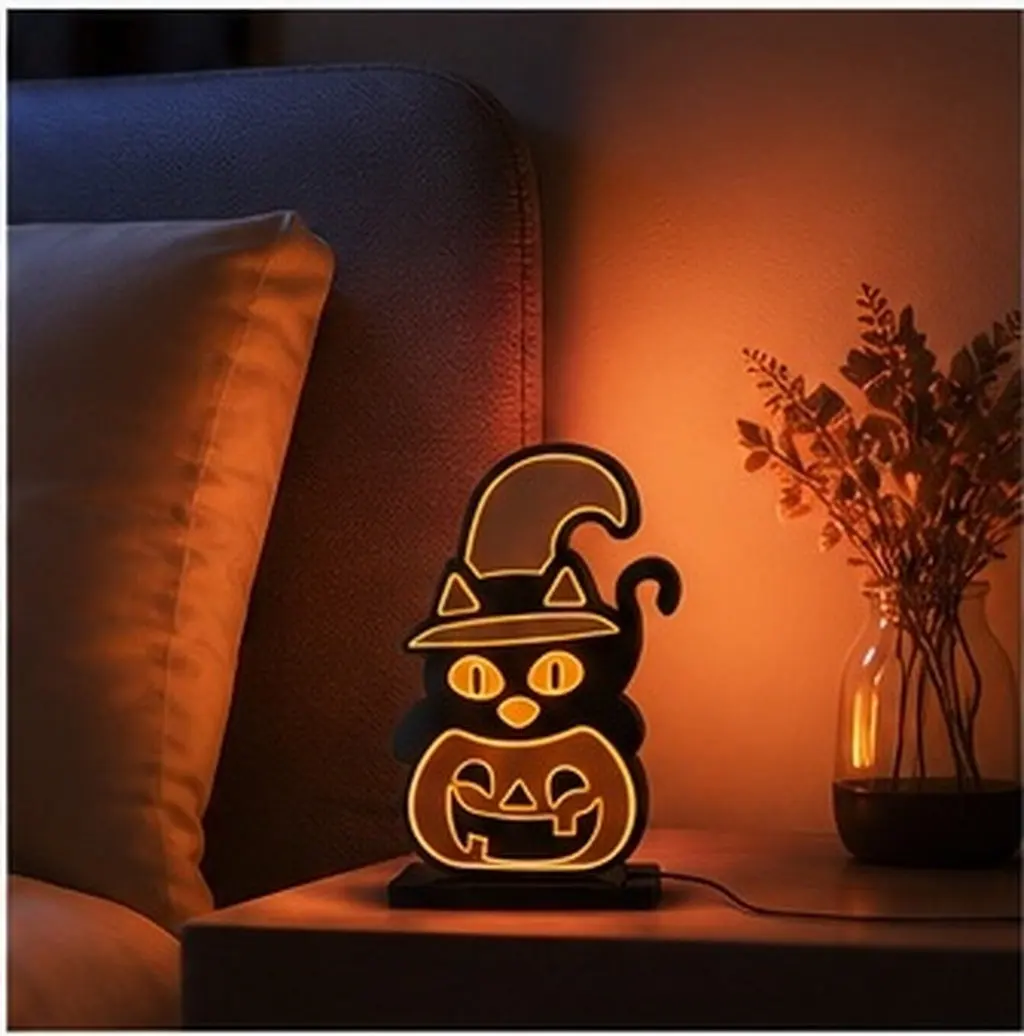 Halloween Pumpkin Neon Sign USB Powered LED Night Light Compact Desktop Lamp for Bedroom Living Room Festive