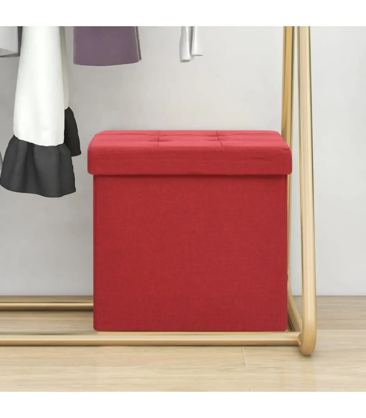 Folding stool and chairs foldable storage stool synthetic linen red wine red