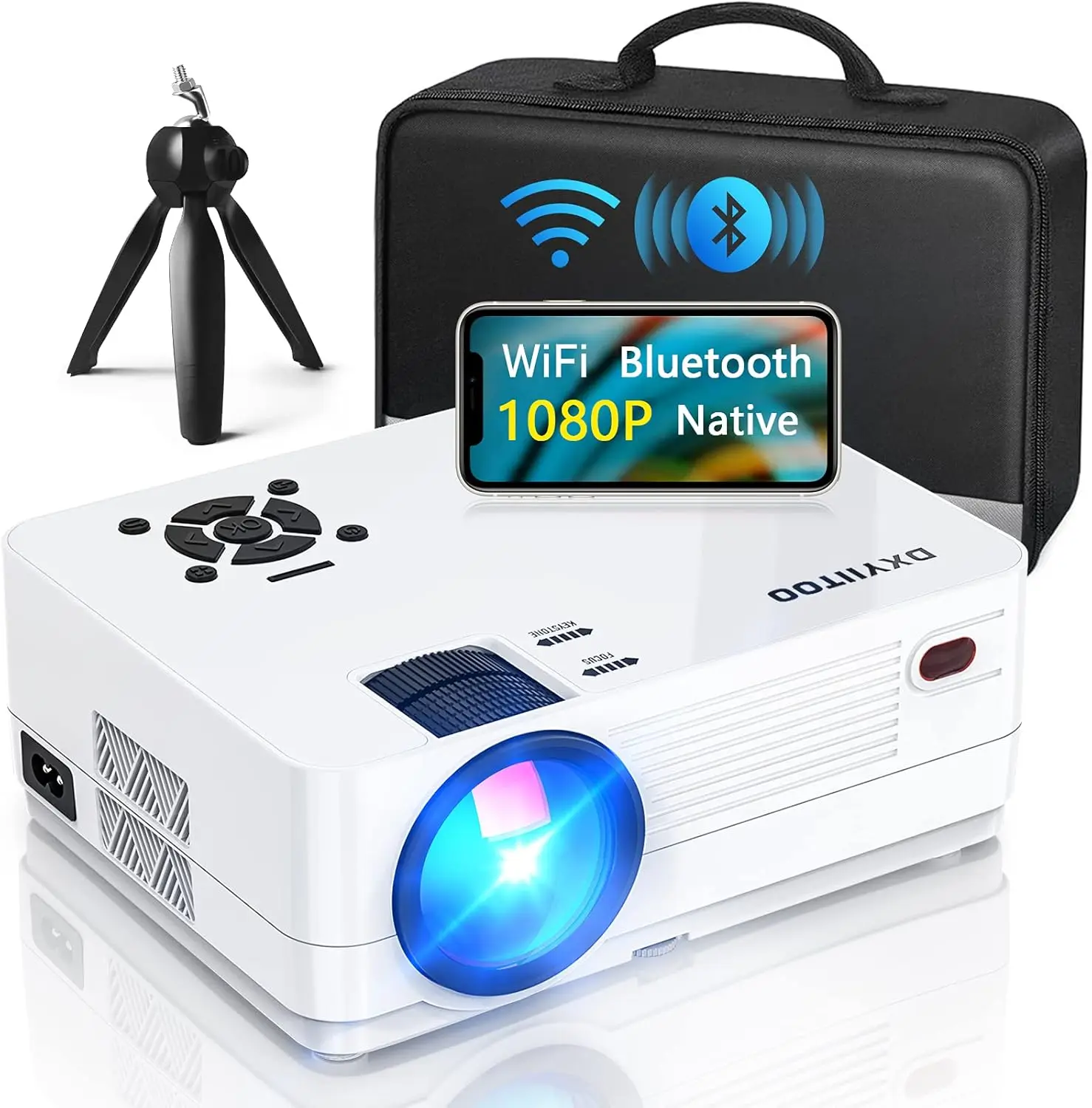

Native 1080P Projector with WiFi & Bluetooth, Full HD Movie Projector for Outdoor Movies, 300" Display Home Theater, Compatible