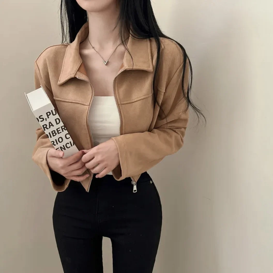 Chic ort da donna in pelle di velluto Jaet autunno inverno vestibilità ampia versatile design snellente unico Sle Faionable Top