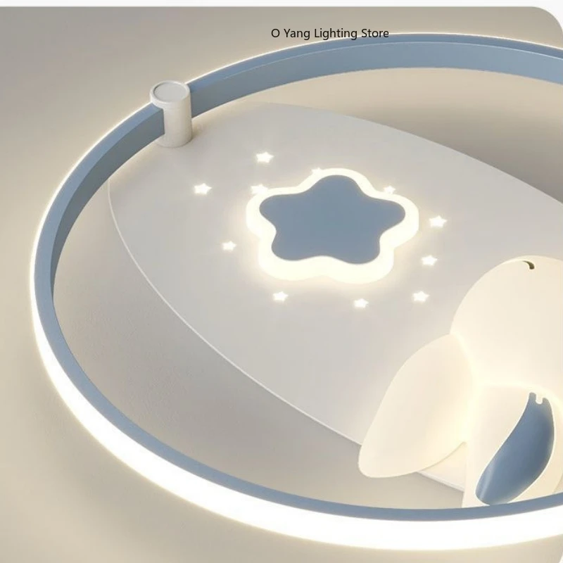 Cute Children's Room Lights LED White Rabbit Light Simple Cartoon Princess Room Little Girl Bedroom Decor Ceiling RC Dimming