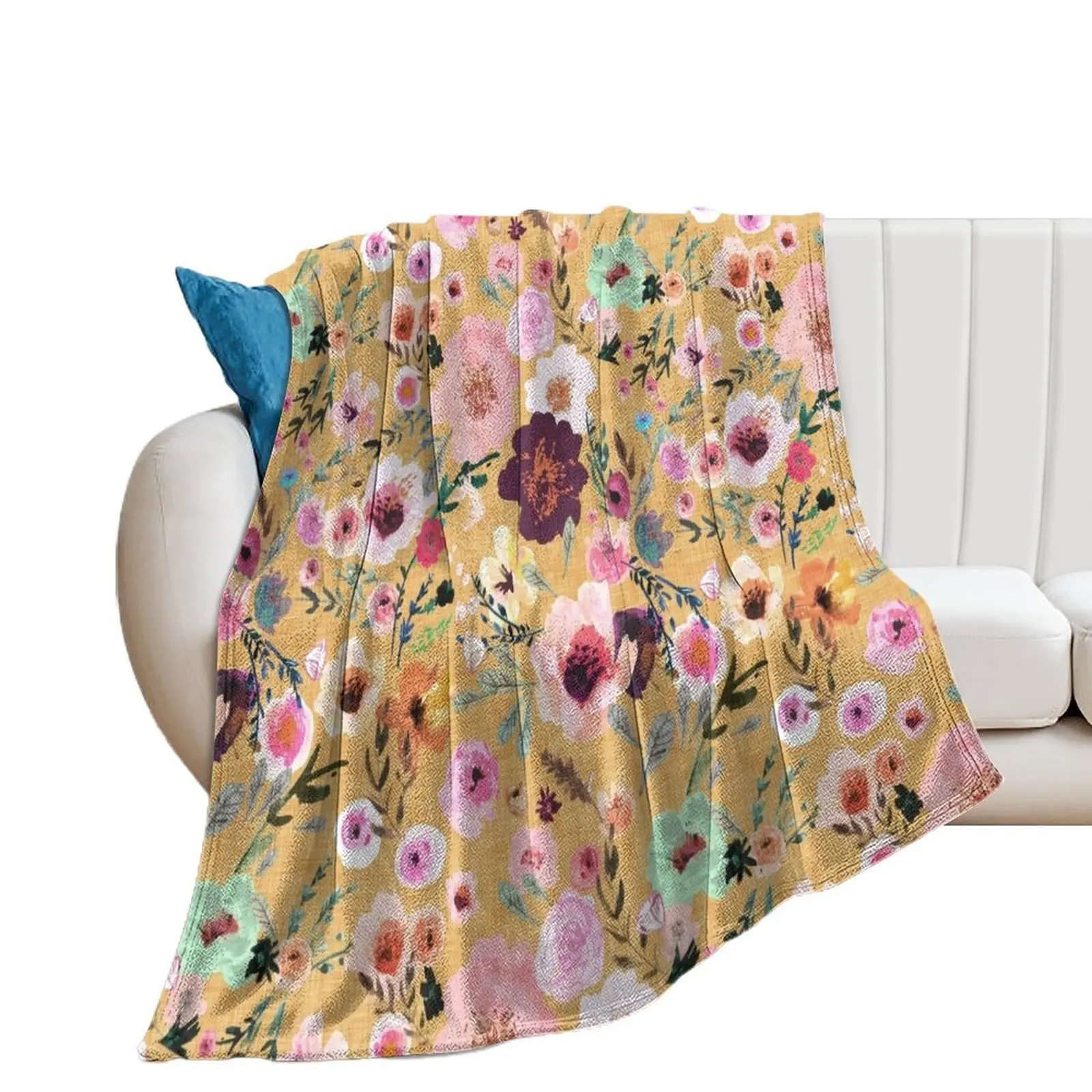 Burst into Bloom (mustard gold) Throw Blanket funny gift decorative Winter beds Blankets